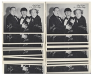 Moe Howard's Lot of 91 Semi-Glossy Photos With The Three Stooges Printed Signatures, Circa 1960s -- Each Measures 7'' x 5.25'' -- Near Fine Condition